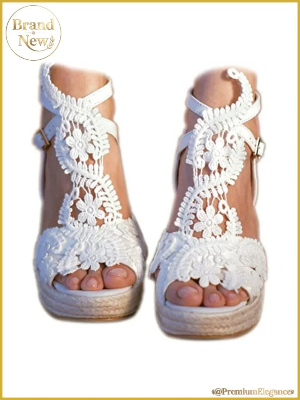Women's Platform Sandals Wedge Open Toe Ankle Strap PU Leather Wedding Shoes